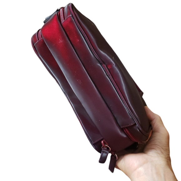 Avon Cosmetic Makeup Bag Travel Case Multi-Compartment Maroon Zipper Closures - Picture 5 of 14